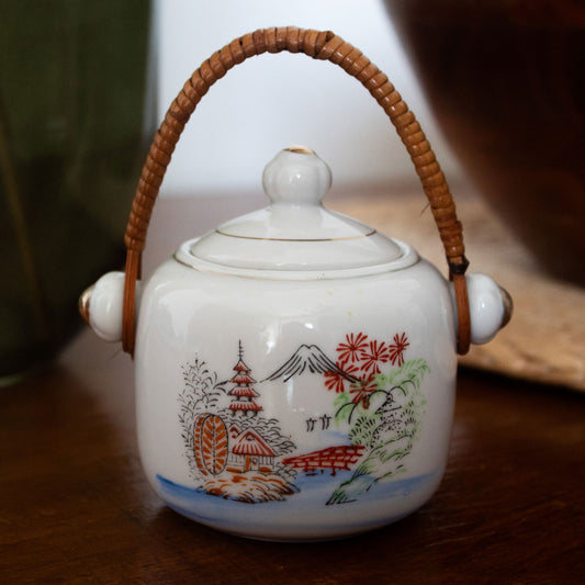 Zuccheriera giapponese vintage in porcellana decorata a mano